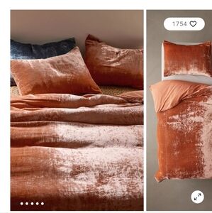 Urban Outfitters Velvet Duvet Cover in Rust Orange